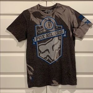 Fox Riders T-shirt: Men’s Large Dk/Lt Grey, Blue